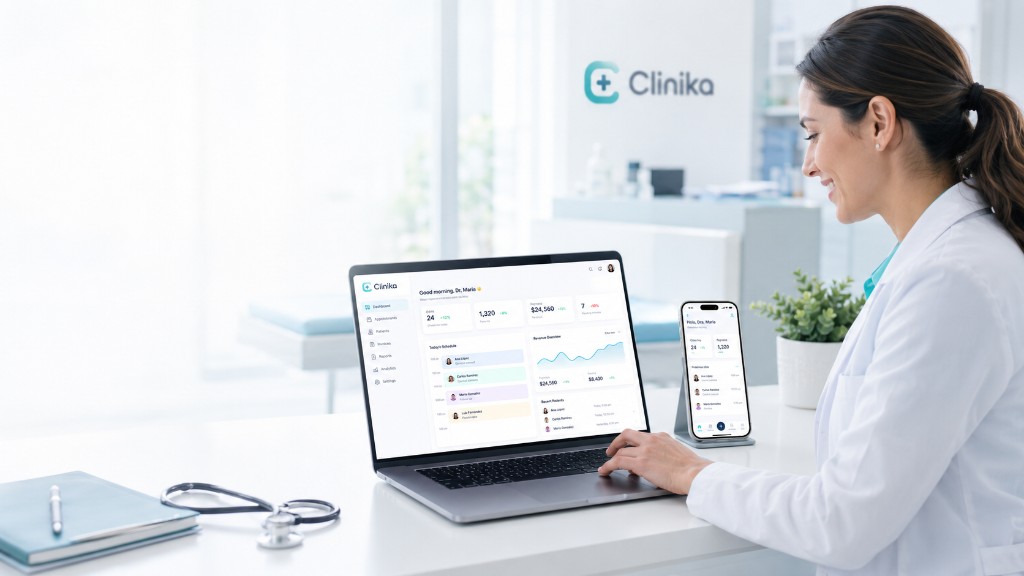 Profesional usando Clinika en su clínica